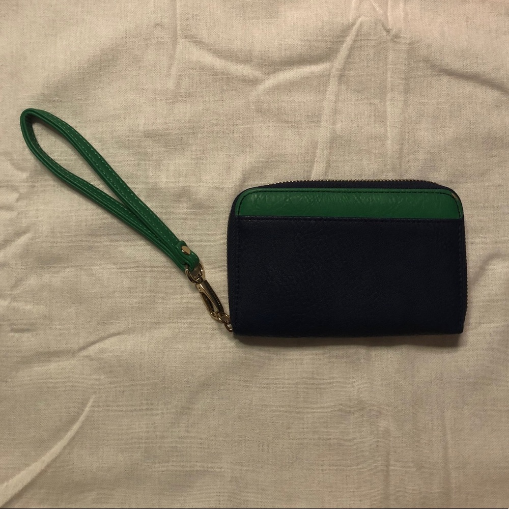 Navy and Green Wristlet